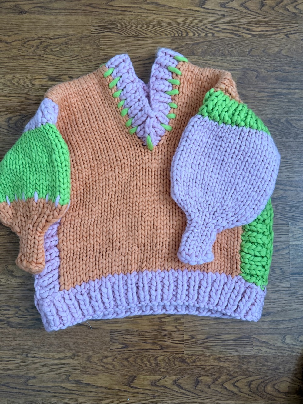 Hope Macaulay Hand-Knit Chunky V-Neck Sweater-NWOT RARE